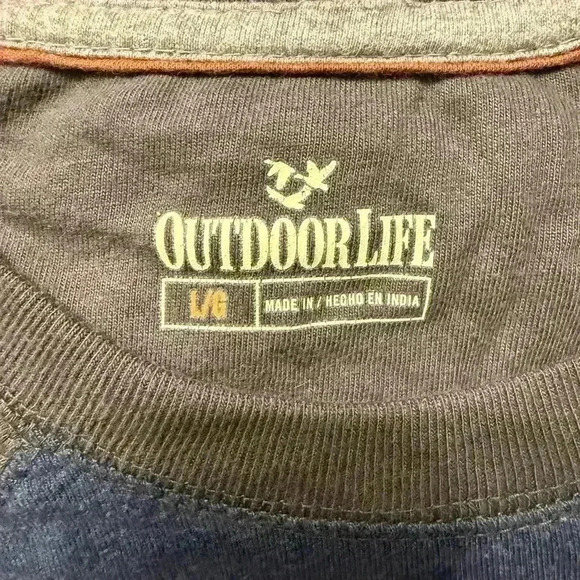 Outdoor Life Mens blue shirt with  Raglan Sleeves in gray size Large - Picture 4 of 9